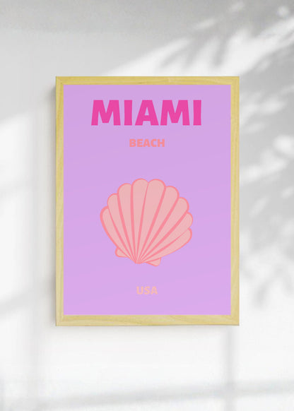 Cuadro Decorativo Travel, Miami, USA, Caracol Lila