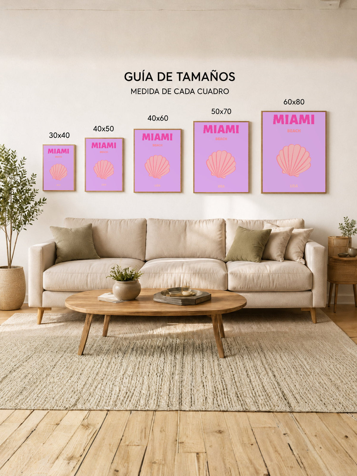 Cuadro Decorativo Travel, Miami, USA, Caracol Lila