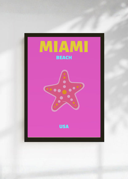 Cuadro Decorativo Travel, Miami, USA, Estrella Mar Rosa