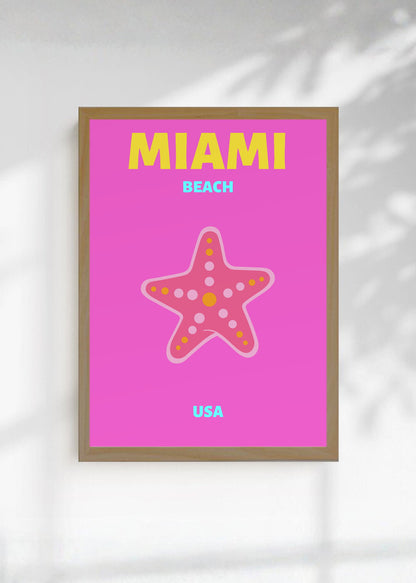 Cuadro Decorativo Travel, Miami, USA, Estrella Mar Rosa