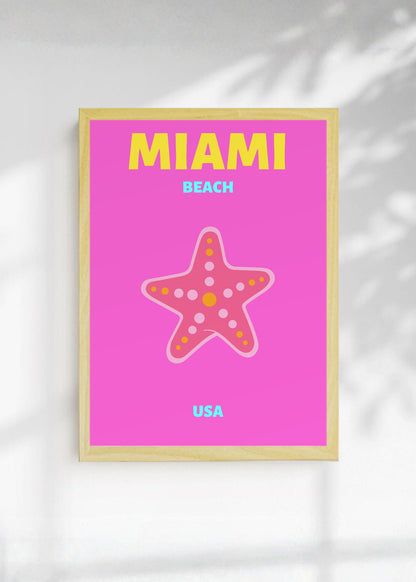 Cuadro Decorativo Travel, Miami, USA, Estrella Mar Rosa