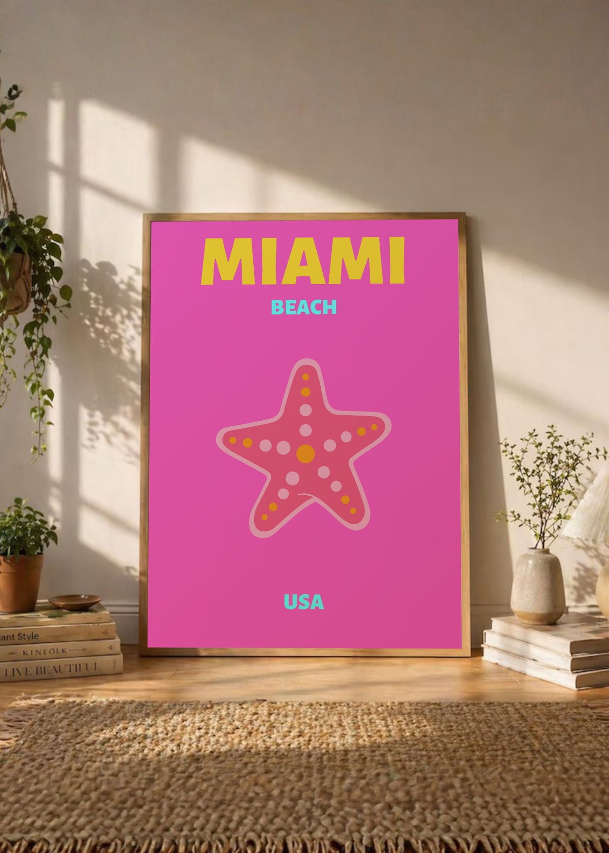 Cuadro Decorativo Travel, Miami, USA, Estrella Mar Rosa