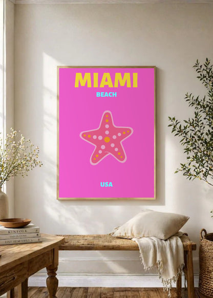 Cuadro Decorativo Travel, Miami, USA, Estrella Mar Rosa