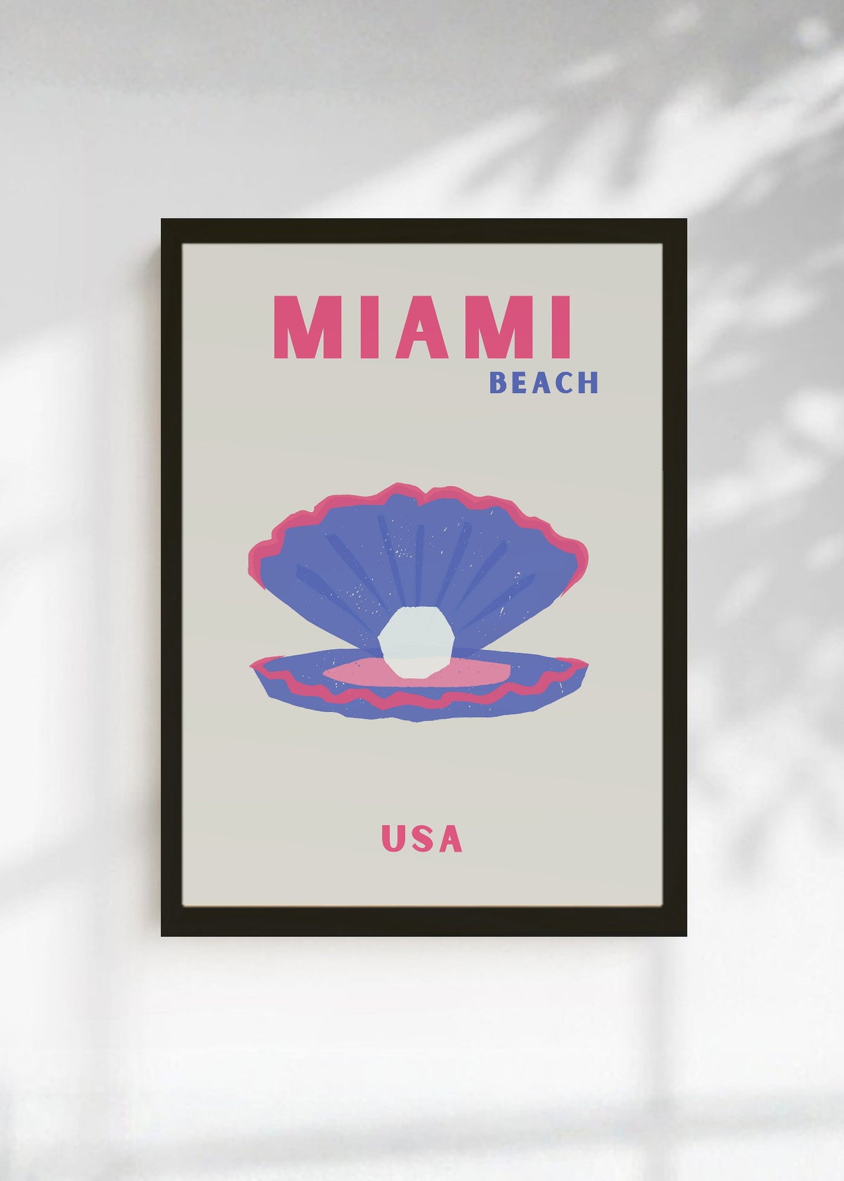 Cuadro Decorativo Travel, Miami, USA, Ostra Perla Crema