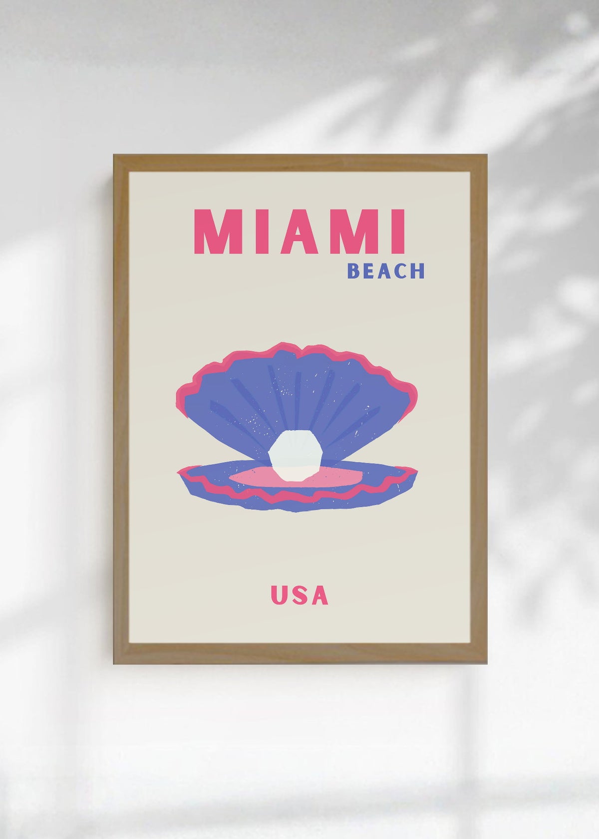Cuadro Decorativo Travel, Miami, USA, Ostra Perla Crema