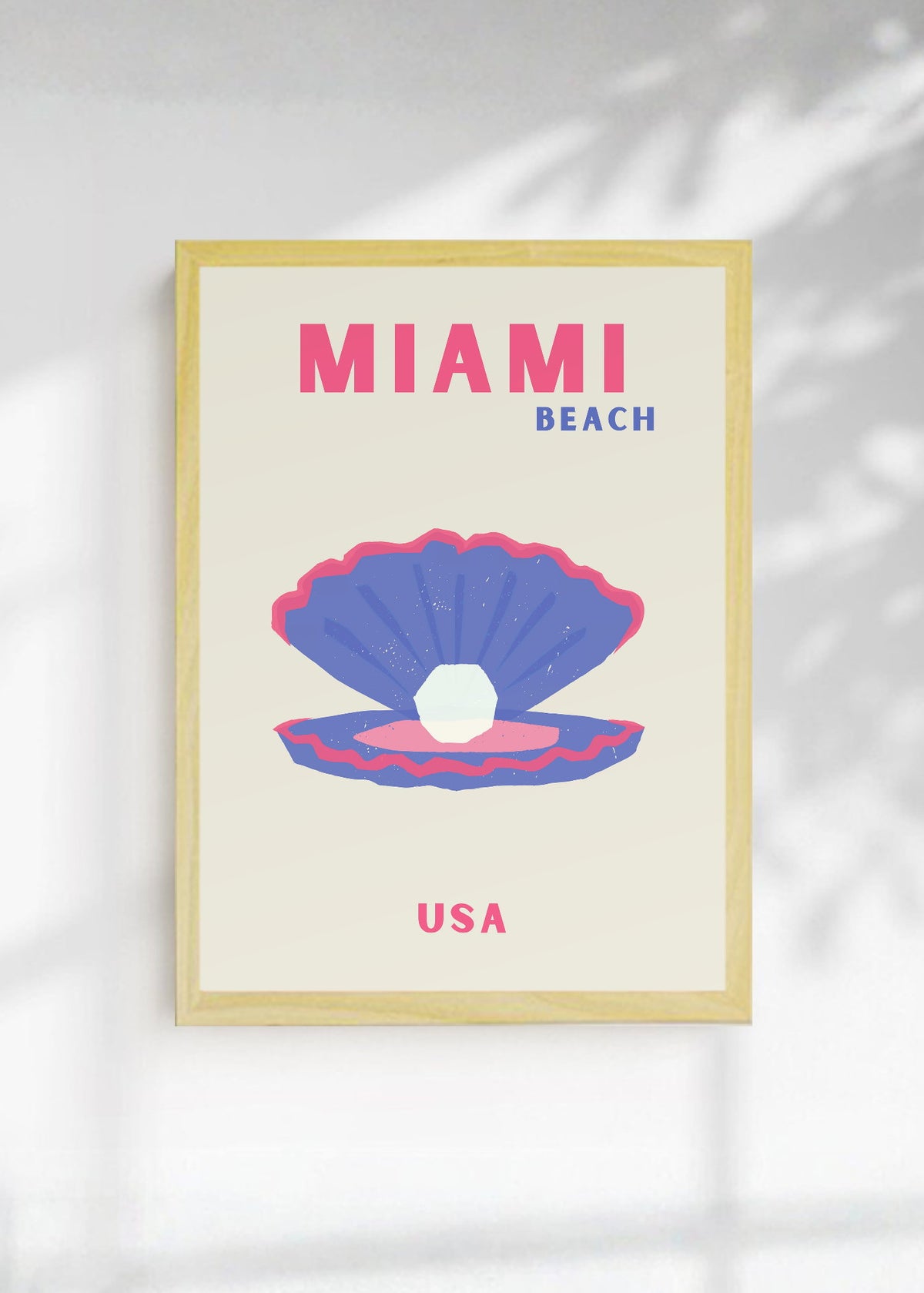 Cuadro Decorativo Travel, Miami, USA, Ostra Perla Crema