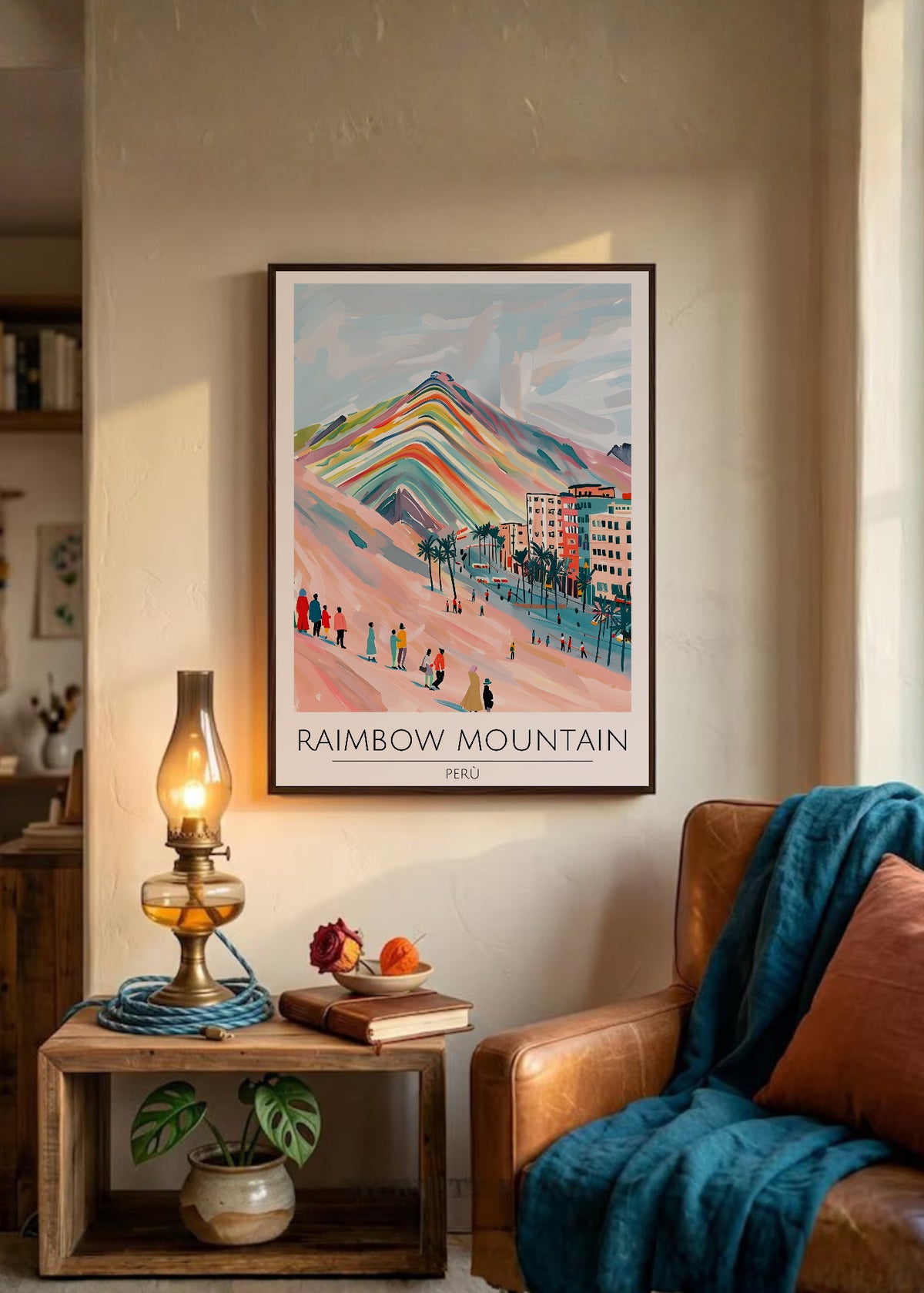 Cuadro Decorativo Travel, Montaña, Perú, Arcoíris Ilustración