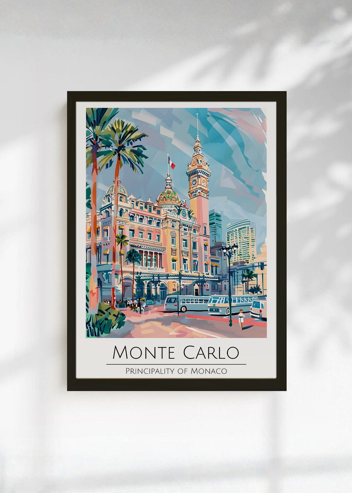 Cuadro Decorativo Travel, Montecarlo, Mónaco, Ilustración Ciudad