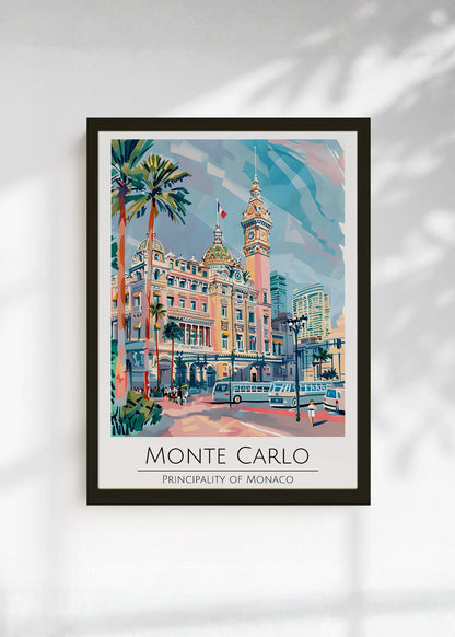 Cuadro Decorativo Travel, Montecarlo, Mónaco, Ilustración Ciudad