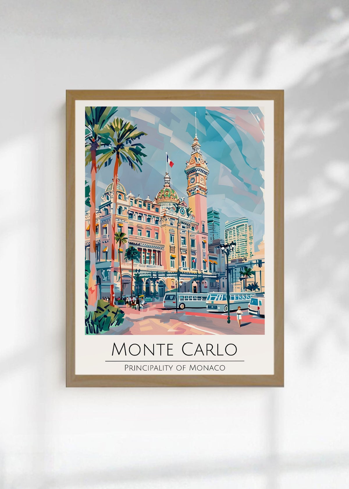 Cuadro Decorativo Travel, Montecarlo, Mónaco, Ilustración Ciudad