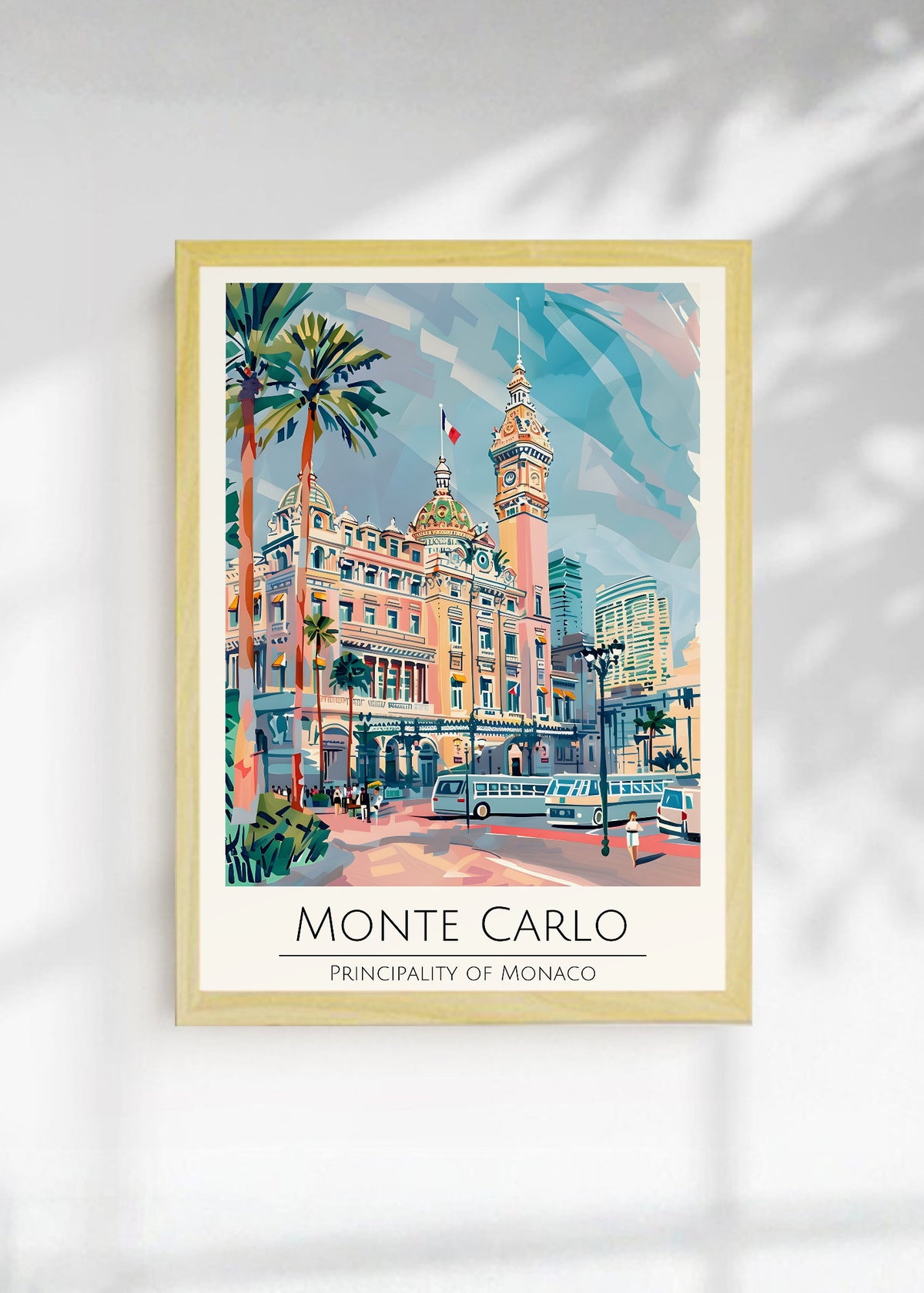Cuadro Decorativo Travel, Montecarlo, Mónaco, Ilustración Ciudad