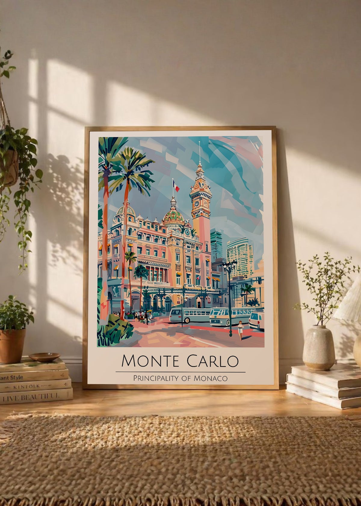 Cuadro Decorativo Travel, Montecarlo, Mónaco, Ilustración Ciudad