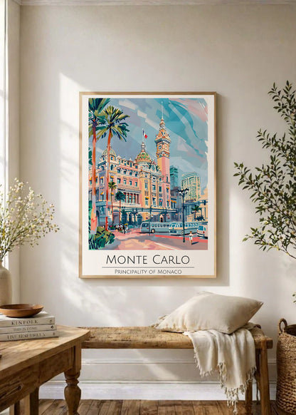 Cuadro Decorativo Travel, Montecarlo, Mónaco, Ilustración Ciudad