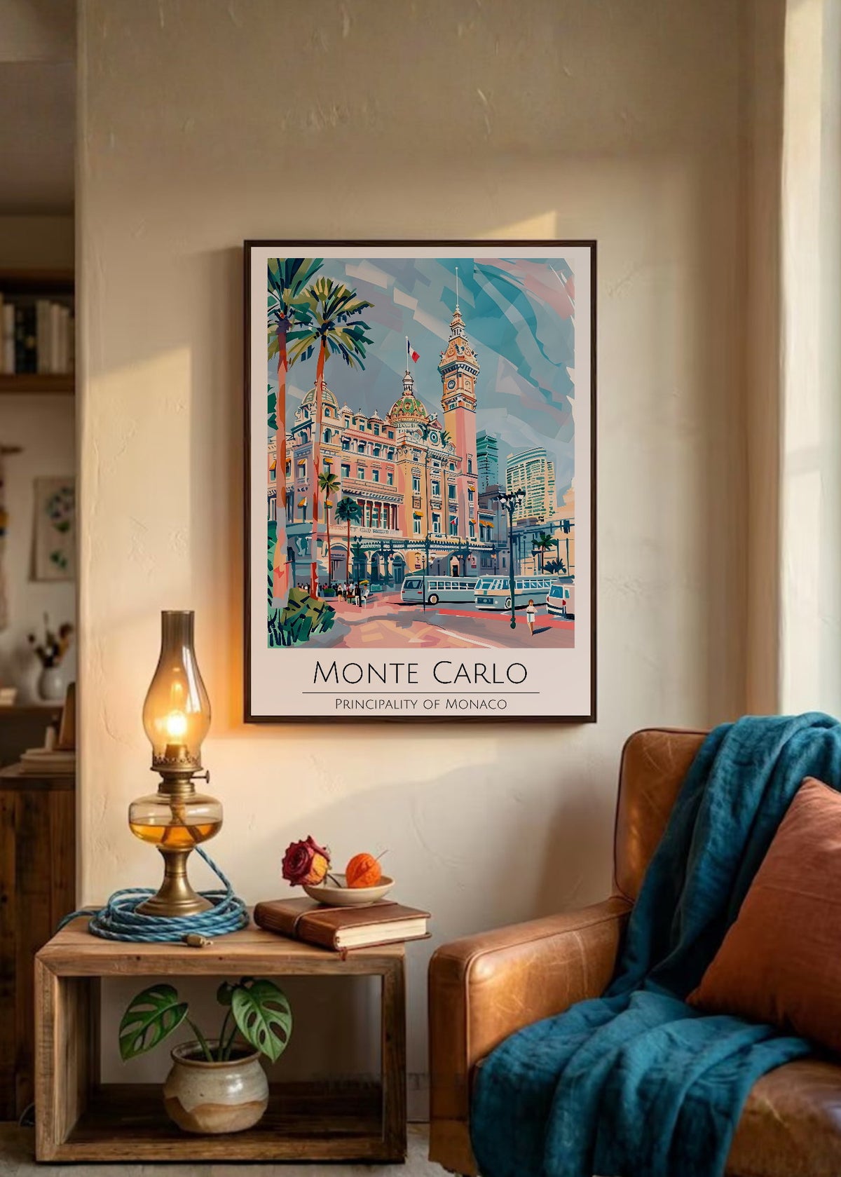 Cuadro Decorativo Travel, Montecarlo, Mónaco, Ilustración Ciudad