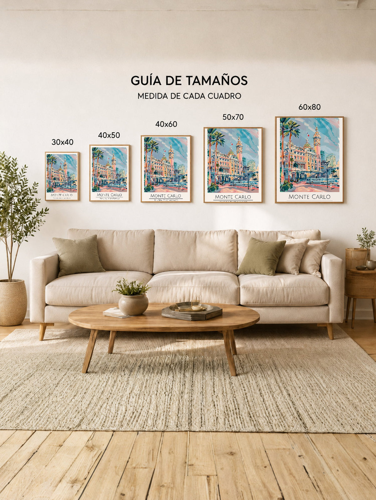Cuadro Decorativo Travel, Montecarlo, Mónaco, Ilustración Ciudad