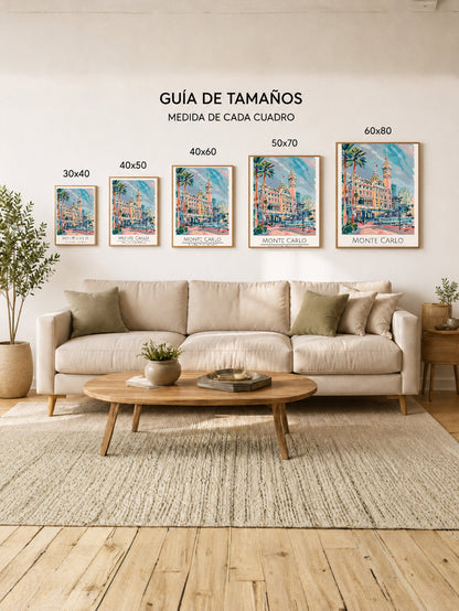 Cuadro Decorativo Travel, Montecarlo, Mónaco, Ilustración Ciudad