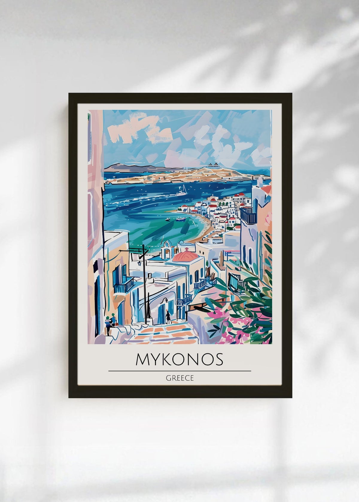 Cuadro Decorativo Travel, Mykonos, Grecia, Ilustración Costa