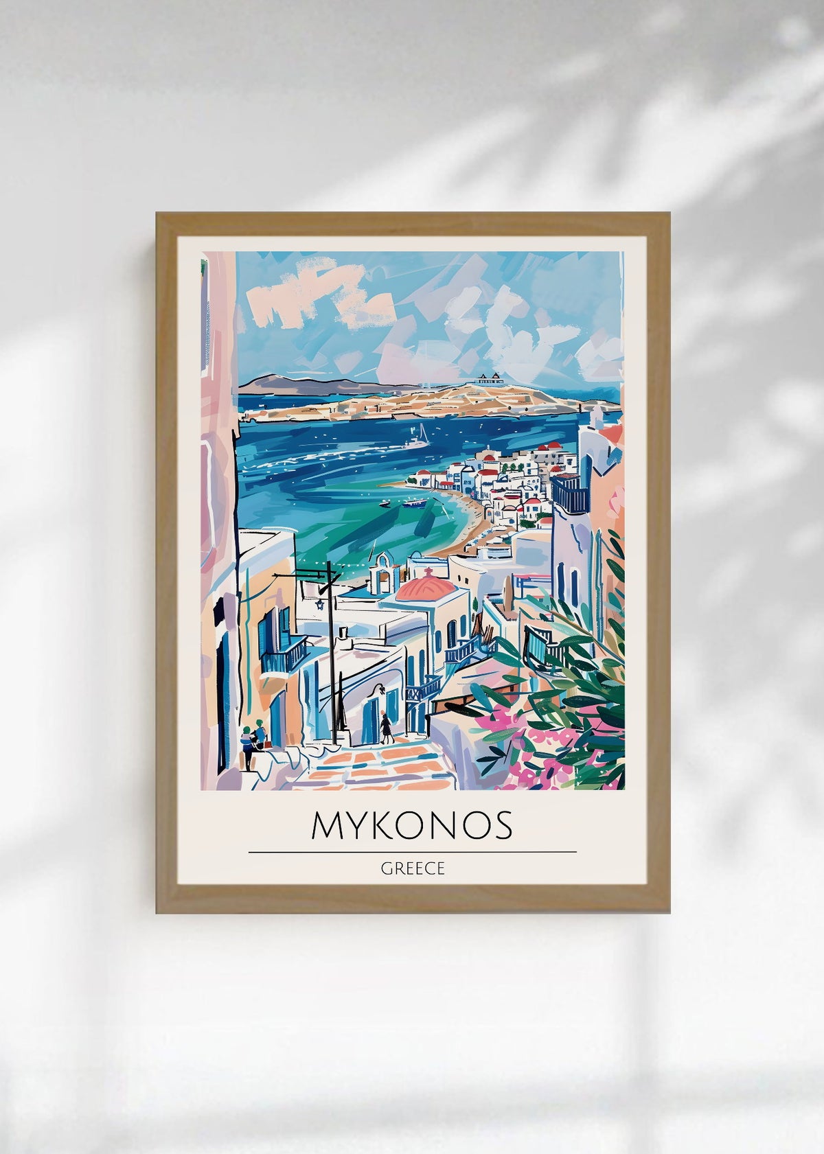 Cuadro Decorativo Travel, Mykonos, Grecia, Ilustración Costa