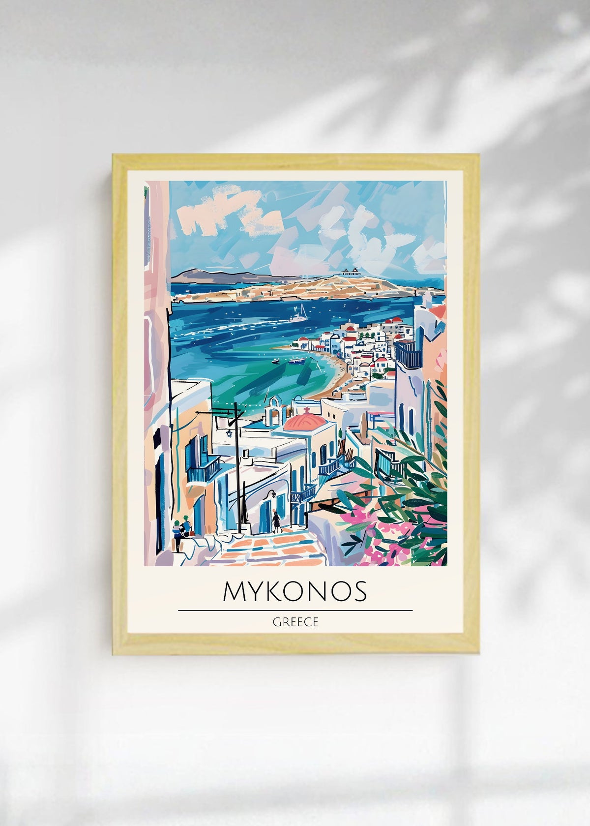 Cuadro Decorativo Travel, Mykonos, Grecia, Ilustración Costa