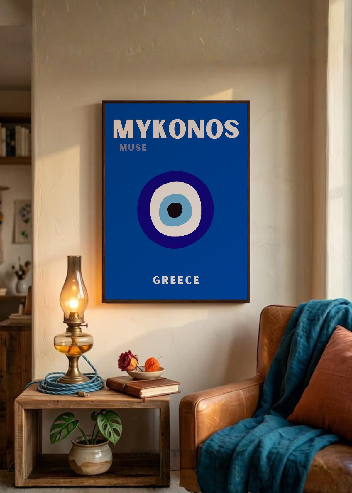 Cuadro Decorativo Travel, Mykonos, Grecia, Ojo Turco Azul Marino