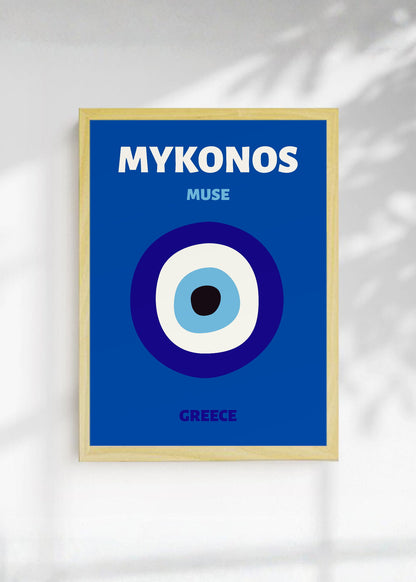 Cuadro Decorativo Travel, Mykonos, Grecia, Ojo Turco Azul