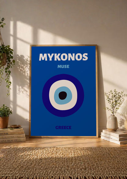 Cuadro Decorativo Travel, Mykonos, Grecia, Ojo Turco Azul