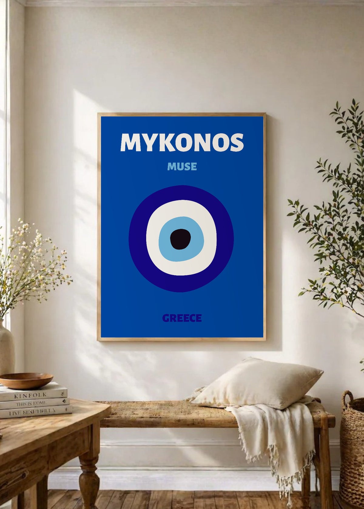 Cuadro Decorativo Travel, Mykonos, Grecia, Ojo Turco Azul