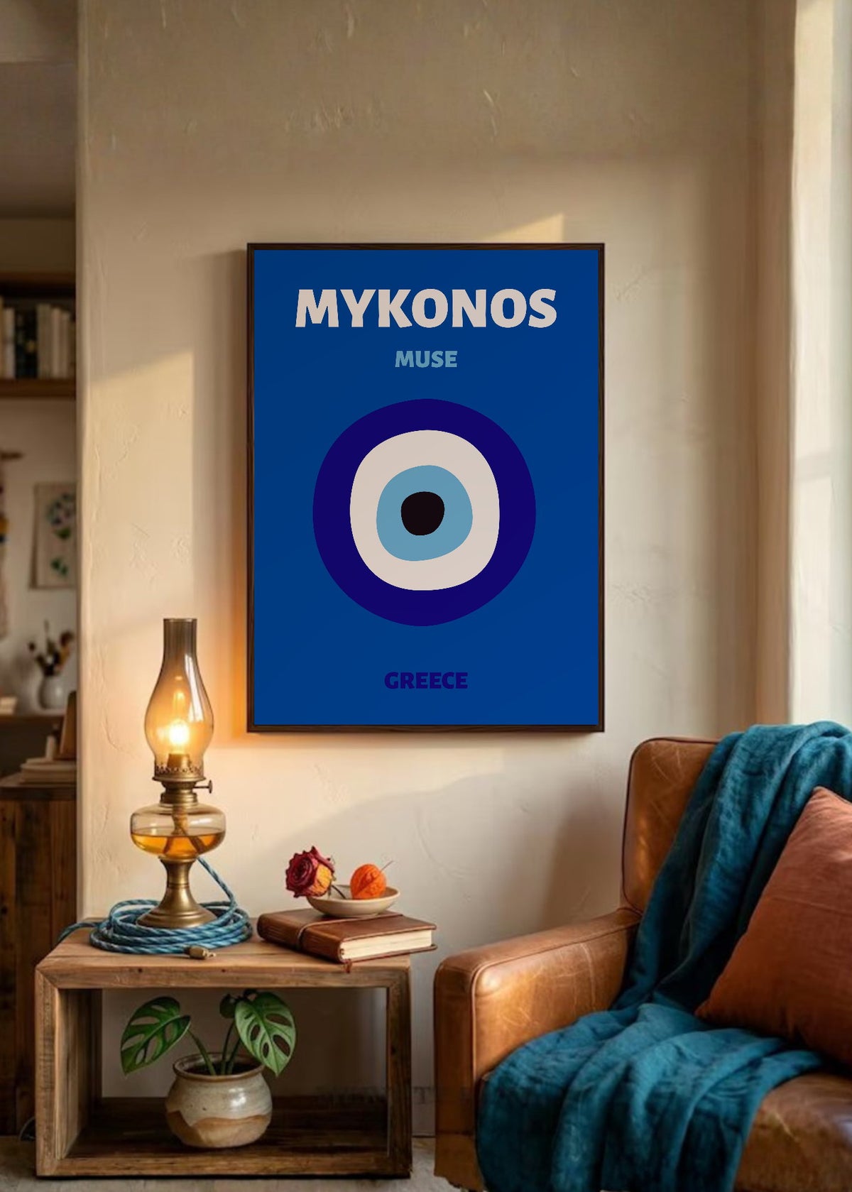 Cuadro Decorativo Travel, Mykonos, Grecia, Ojo Turco Azul