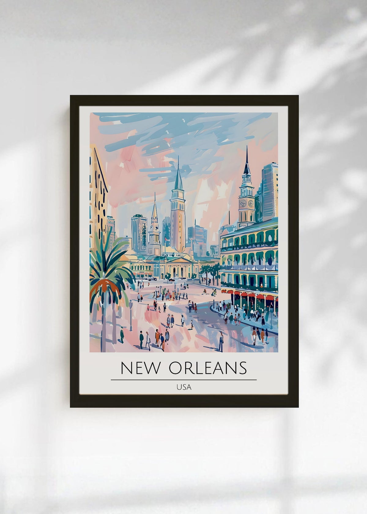 Cuadro Decorativo Travel, Nueva Orleans, USA, Ilustración Ciudad
