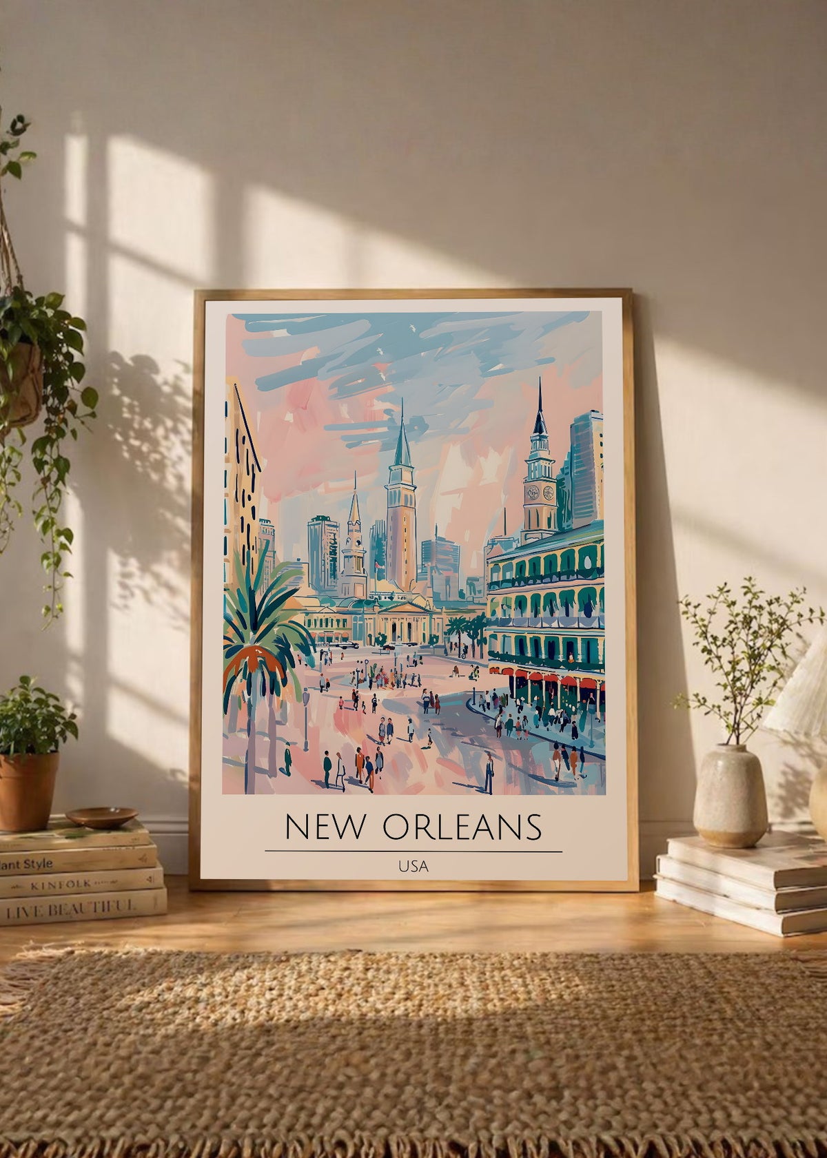 Cuadro Decorativo Travel, Nueva Orleans, USA, Ilustración Ciudad