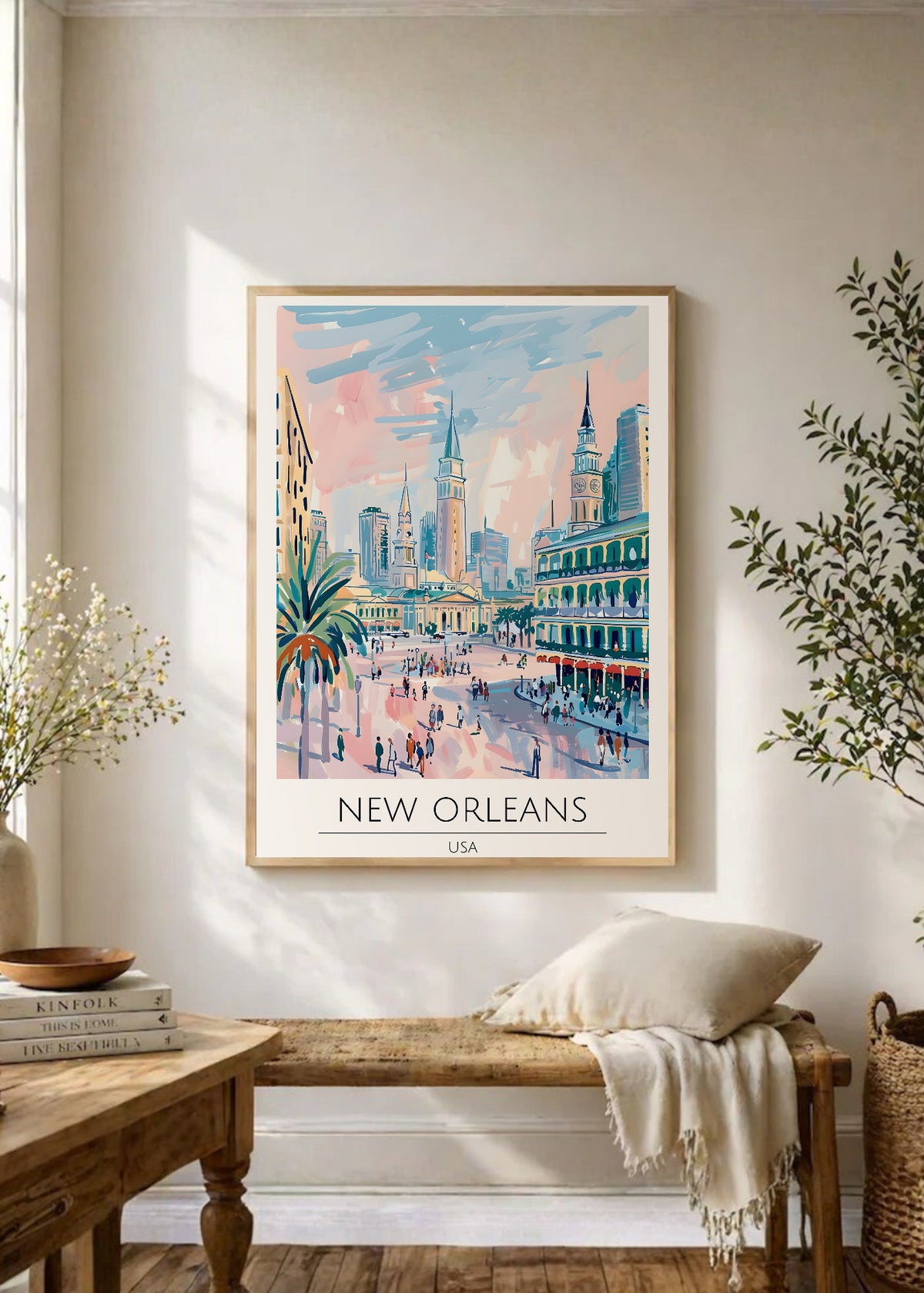 Cuadro Decorativo Travel, Nueva Orleans, USA, Ilustración Ciudad
