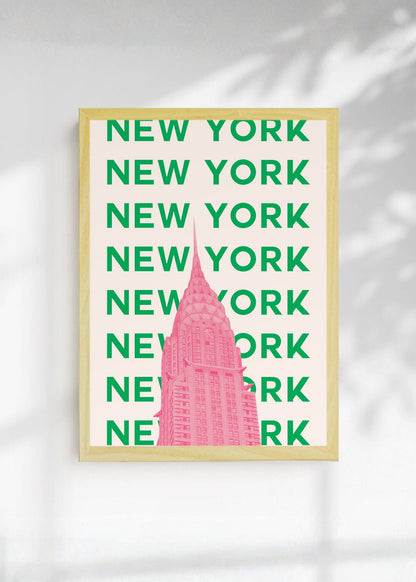Cuadro Decorativo Travel, Nueva York Chrysler, USA, Verde Rosa