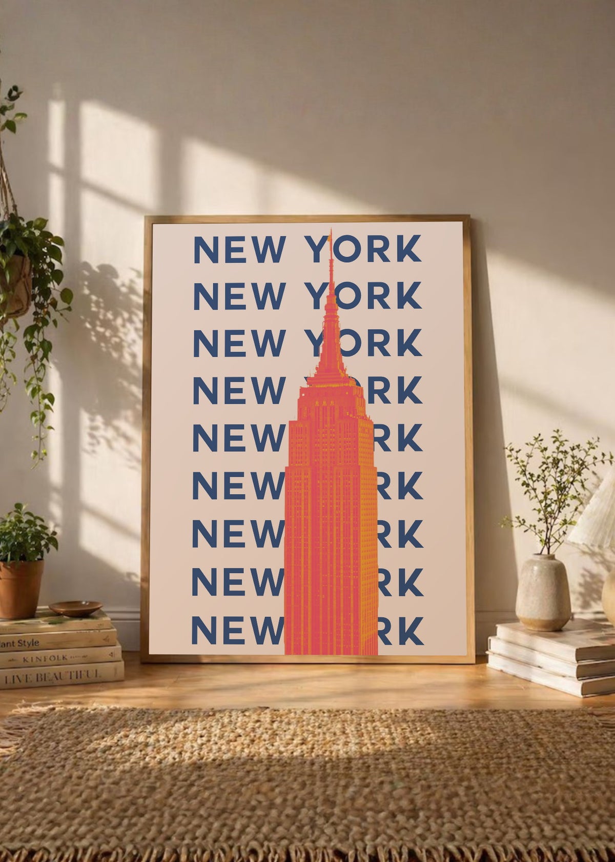 Cuadro Decorativo Travel, Nueva York Empire State, USA, Naranja