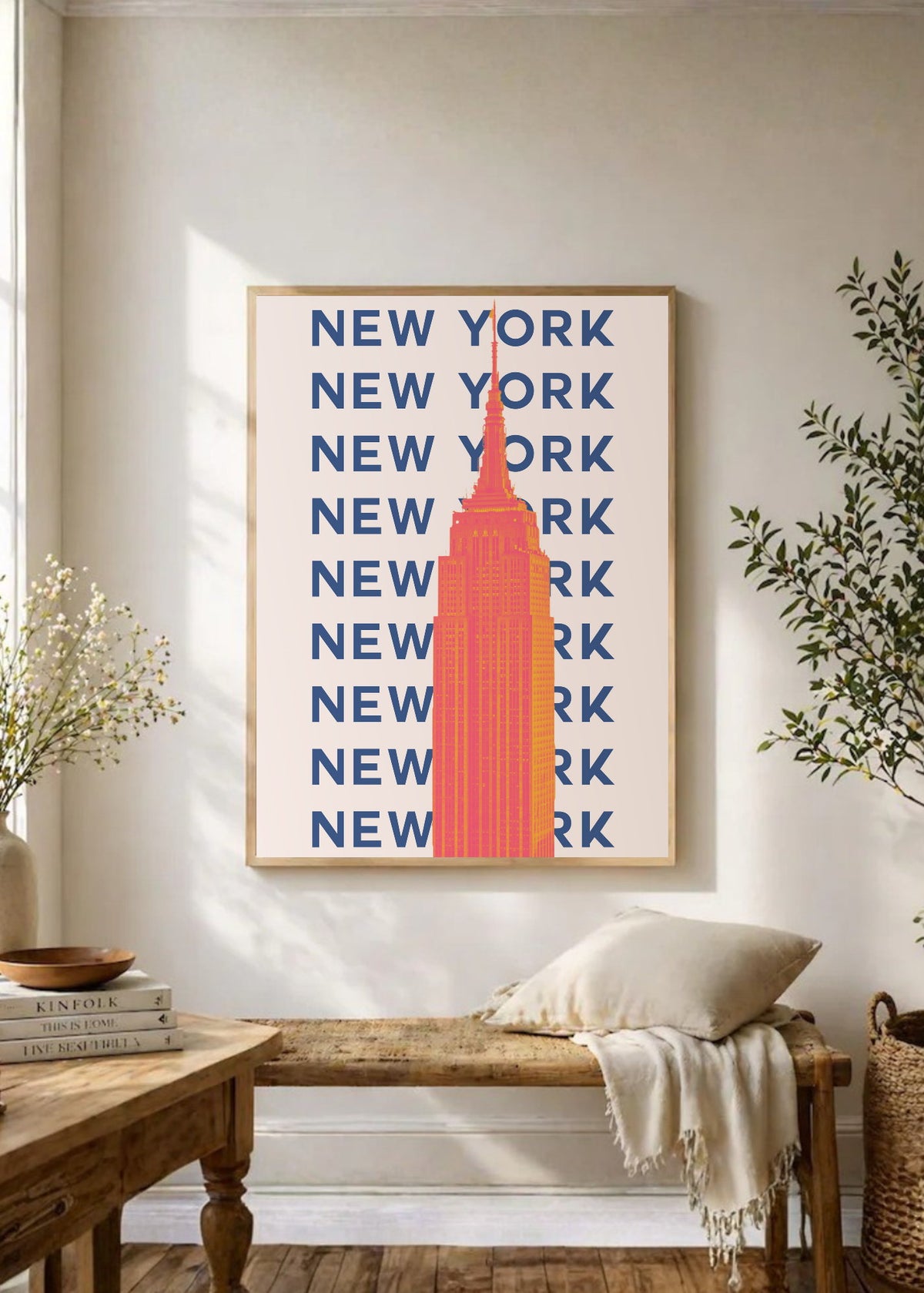 Cuadro Decorativo Travel, Nueva York Empire State, USA, Naranja
