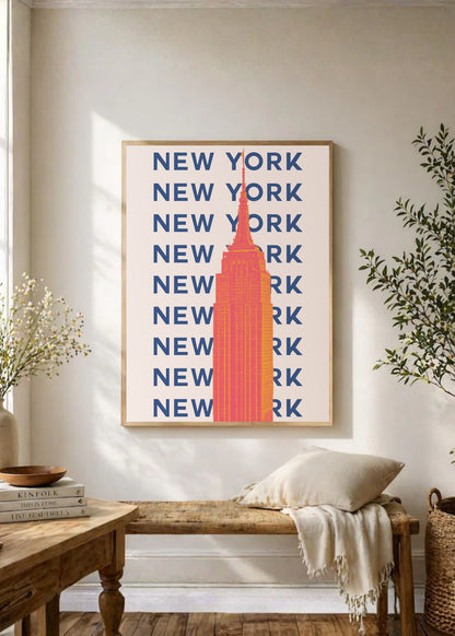 Cuadro Decorativo Travel, Nueva York Empire State, USA, Naranja