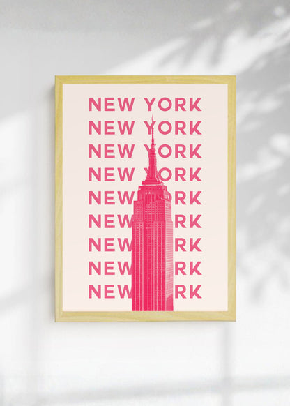 Cuadro Decorativo Travel, Nueva York Empire State, USA, Rosa