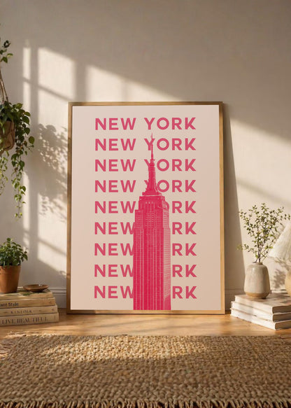 Cuadro Decorativo Travel, Nueva York Empire State, USA, Rosa