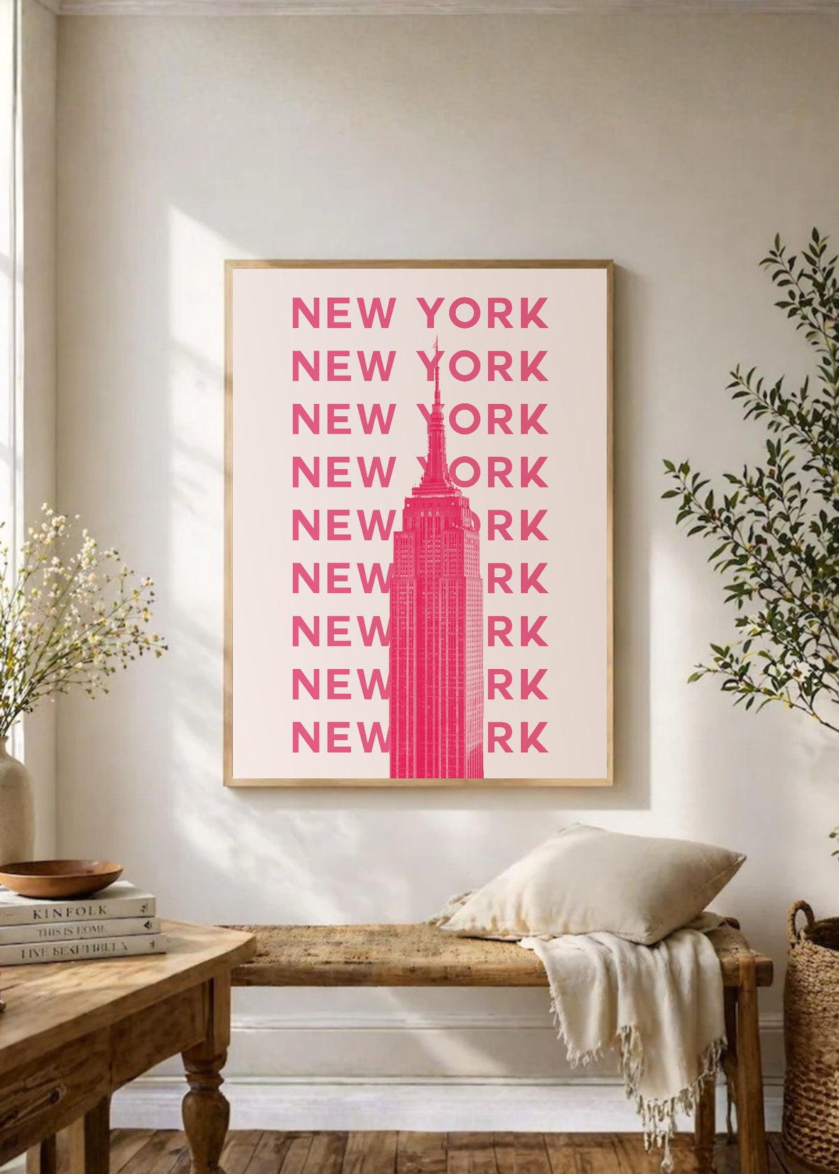 Cuadro Decorativo Travel, Nueva York Empire State, USA, Rosa