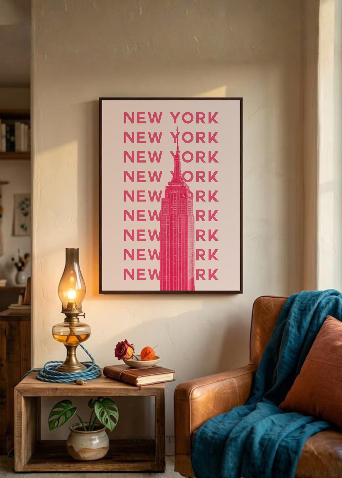 Cuadro Decorativo Travel, Nueva York Empire State, USA, Rosa