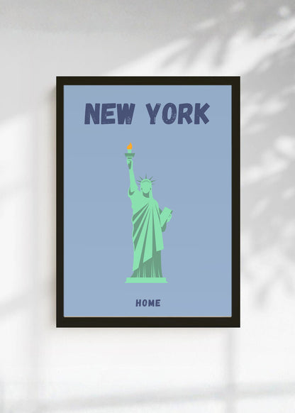 Cuadro Decorativo Travel, Nueva York Estatua Libertad, USA, Celeste