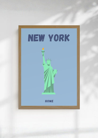 Cuadro Decorativo Travel, Nueva York Estatua Libertad, USA, Celeste
