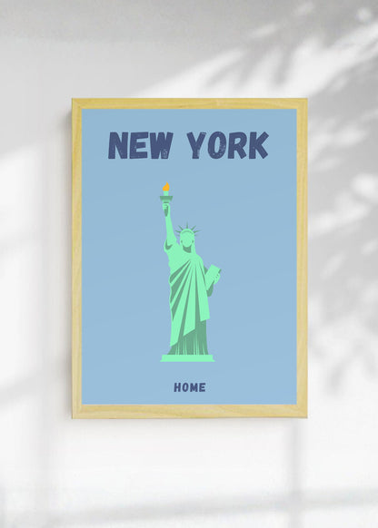 Cuadro Decorativo Travel, Nueva York Estatua Libertad, USA, Celeste