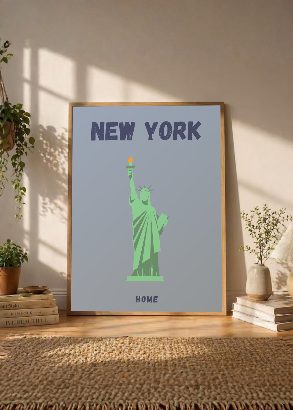 Cuadro Decorativo Travel, Nueva York Estatua Libertad, USA, Celeste