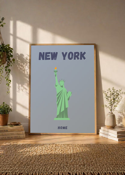 Cuadro Decorativo Travel, Nueva York Estatua Libertad, USA, Celeste