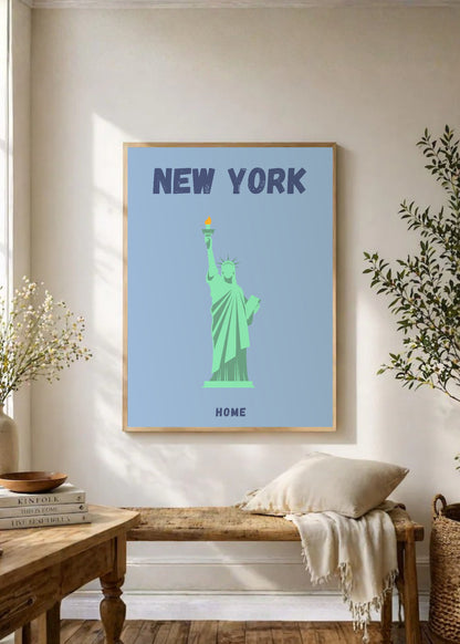 Cuadro Decorativo Travel, Nueva York Estatua Libertad, USA, Celeste