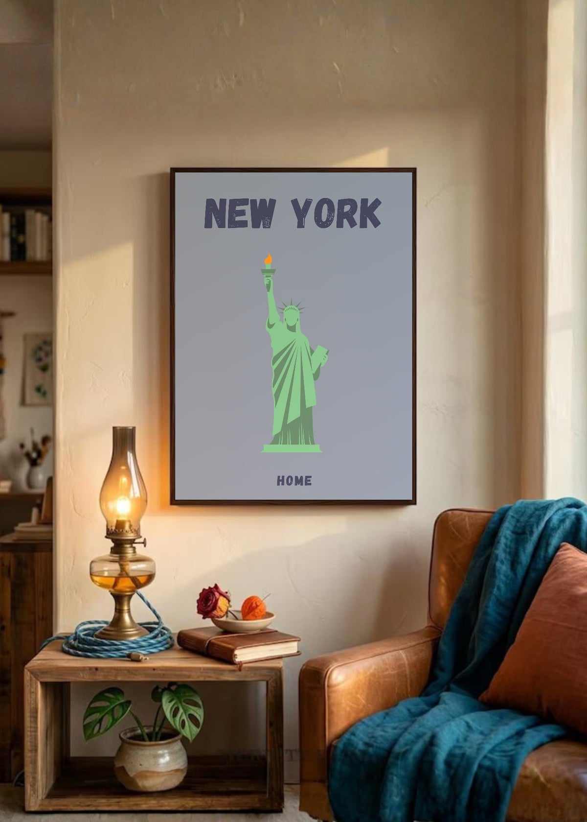 Cuadro Decorativo Travel, Nueva York Estatua Libertad, USA, Celeste