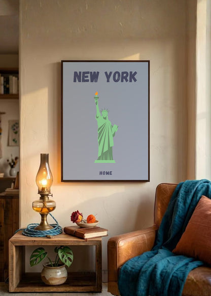 Cuadro Decorativo Travel, Nueva York Estatua Libertad, USA, Celeste