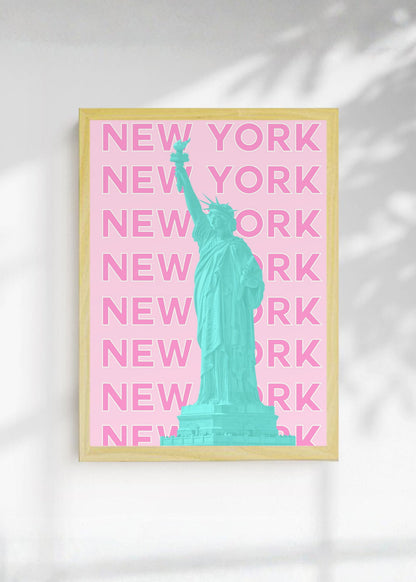 Cuadro Decorativo Travel, Nueva York Estatua Libertad, USA, Rosa