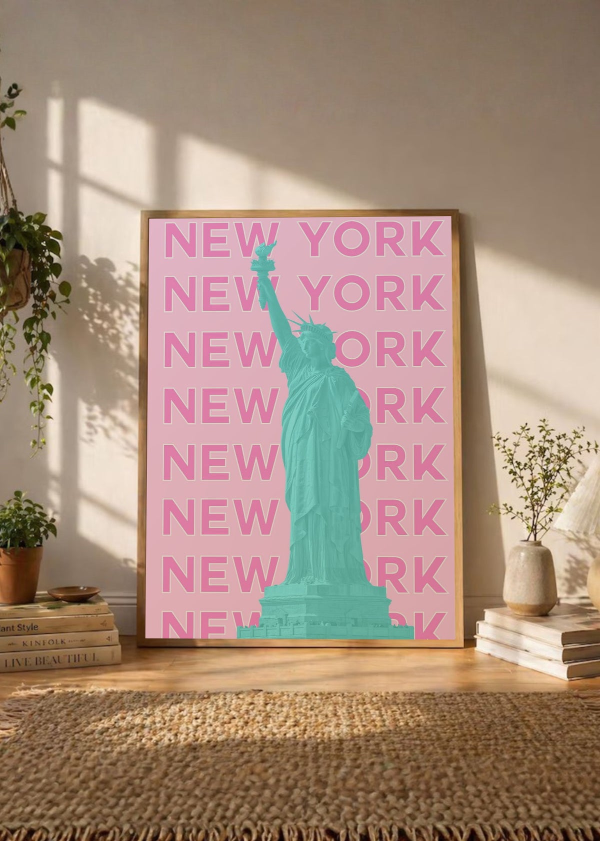 Cuadro Decorativo Travel, Nueva York Estatua Libertad, USA, Rosa