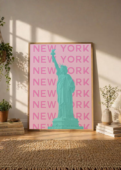 Cuadro Decorativo Travel, Nueva York Estatua Libertad, USA, Rosa